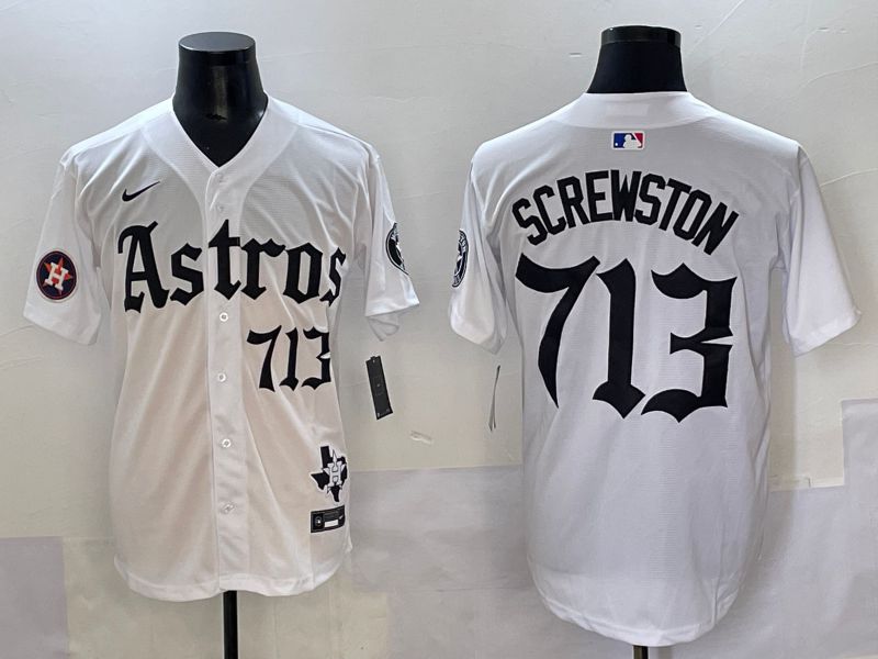 Men 2025 Houston Astros 713 Screwston White Five generations Joint Name Nike MLB Jersey style 9